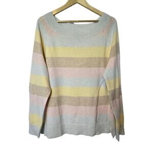 NWT Chaps Pastel Stripe Knit Sweater Womens XL Soft Preppy Classic Multicolor
